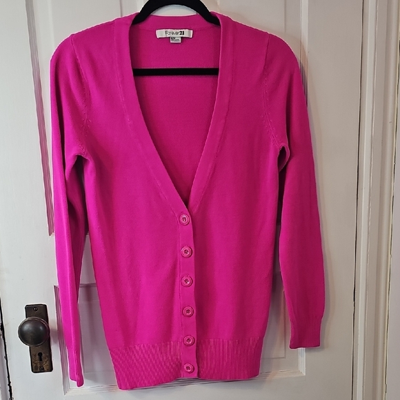 Forever 21 Fuchsia Button-Up Cardigan - Picture 1 of 4
